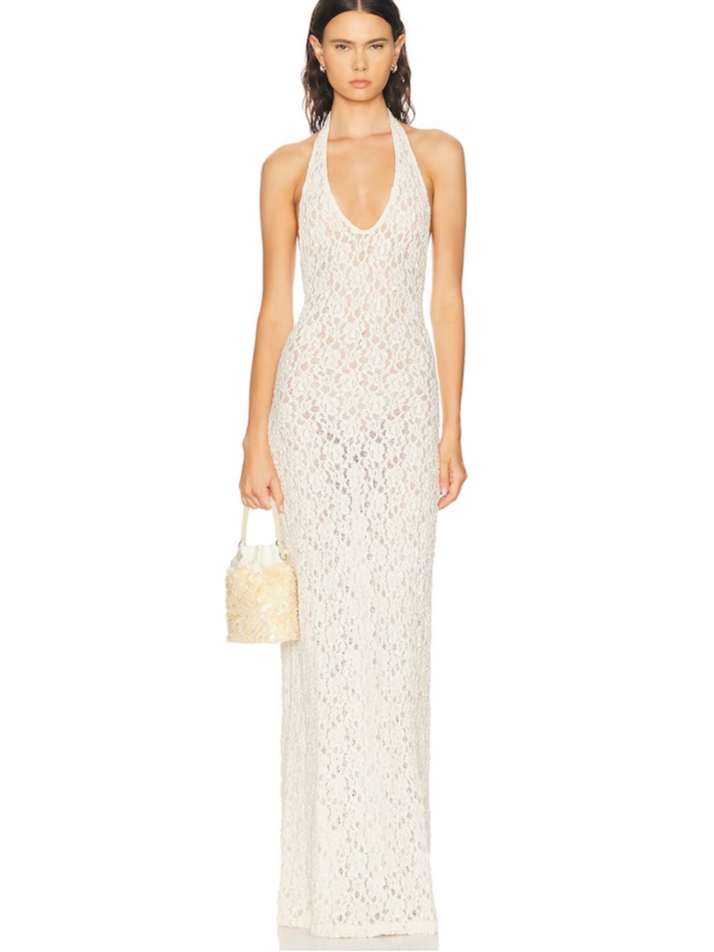 Enza Costa Puckered Lace Halter Dress